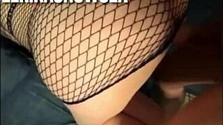 I watch this petite 18+ blonde in heels and stockings bend over for a big cock, she cums like a slut