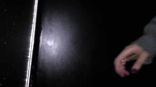 GLORY HOLE! SKINNY GIRL GETS FUCKED IN FRONT OF HER CUCKOLD HUSBAND!