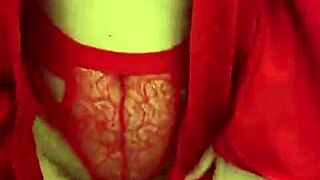 I watch this brunette in red lingerie play with her big tits, but I mean, she's so petite and sexy