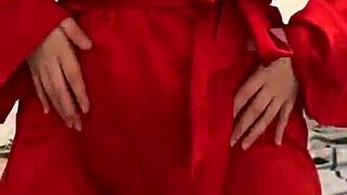 I watch this brunette in red lingerie play with her big tits, but I mean, she's so petite and sexy