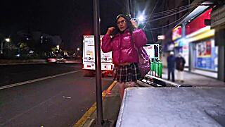 Public Whore Flashing in Miniskirt