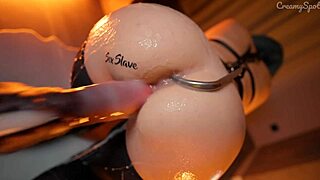 Tied submissive girl undergoes bdsm training with anal hook and creampie