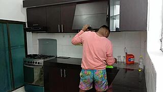 latina teen wants doggystyle breakfast fuck with daddy