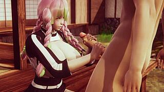 i love mitsuri kanroji's big tits in demon slayer hentai, she's so hot