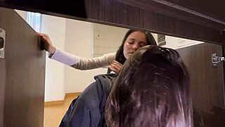 Maid bends over for fingering orgasm