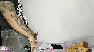 I catch stepson jerking with my underwear, we fuck