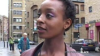 lala the randy ebony girl takes two men at once in interracial action