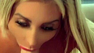 blonde puts her boyfriend's huge cock in her mouth and asks for doggystyle sex