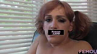 Masturbating Solo Shemale Strokes Her Huge Hard Dick