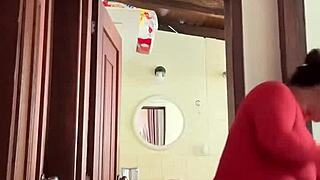 What's my cute MILF neighbor doing in the bathroom with masturbation?