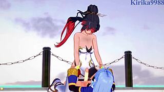 Amari Aquamarine And Kaguya Nanbu Intense Lesbian Play With Suzuka-Hime