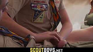 Enormous Cock Stuffs Two Twink Boys Raw Back To Back In Scoutboys Net Uniform Group Bareback