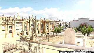 jakelyn strokes cock with cum on face then licks it clean