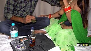 Indian Randi Enjoys Wild Sex with Drinks at Farmhouse, Sucking Big Cock!