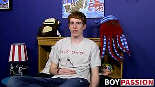 guy with red hair interviewed before solo anal session