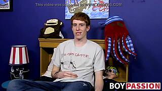 guy with red hair interviewed before solo anal session