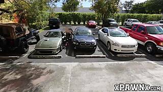 yo, watch this babe bang to sell her junk car in a pawnshop!