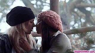 Yo, this runaway chick is totally devouring her best friend's pussy right now!