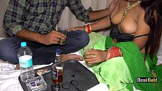 Indian Randi Enjoys Wild Sex with Drinks at Farmhouse, Sucking Big Cock!