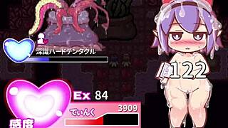 Little red riding hood battles the boss in mysterious cave level 7