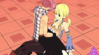 I, lucy natsu, give blowjob and handjob to big coc in fairy tail