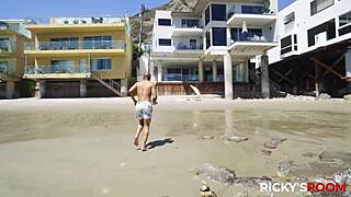 Ricky Fucks Hotties Ana And Lacy In Beach Threesome With Blowjobs And Facials!