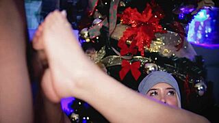 I give my friend a jerk with my feet