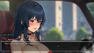 Horny girlfriend rips shirt in hentai game