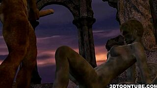 3D cartoon zombie babe gets double penetrated in wild outdoor action.