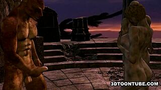 3D cartoon zombie babe gets double penetrated in wild outdoor action.