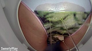 piss in panties wetting on toilet bowl cam 😳💦