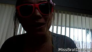 Brat uses strapon to fuck guy in pov.