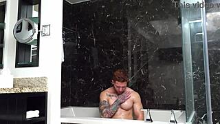 Fit hunk Sage's ass railed hard in shower with friend