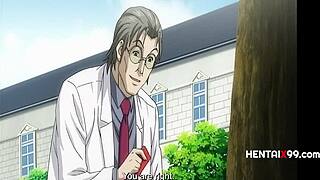 pervy teacher blackmails campus lesbians in hentai