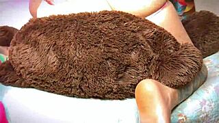 Unboxing new toy then fuck teddy bear