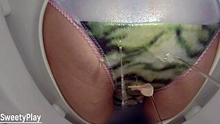piss in panties wetting on toilet bowl cam 😳💦