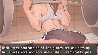 teen's pussy exposed during gym workout in harem game