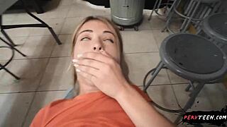 Sneaky sex in class with hot blondie