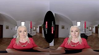 Time to seal the deal with the blonde babe in stockings and high heels.