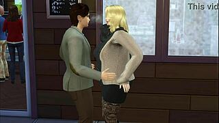 Coffee with a friend while a guy fucks a girl in the bathroom