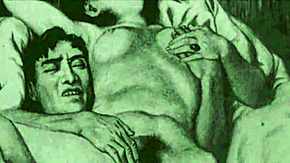 Retro vintage comic drawings from antique anime hentai