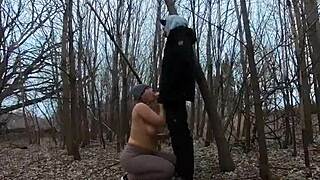 Topless Thick Girl Sucks Cock in the Park!