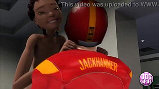 3dgspot - teen babes play in the locker room with football players in 3d cartoon.