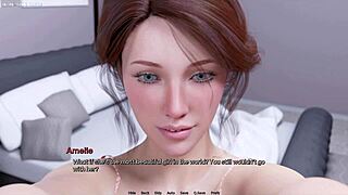 Lonely stepmom gropes her big tits and rides monster cock in 3d hentai game after husband neglects her due to heart problems