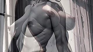 Ai generated busty brunette in film noir style