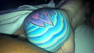 Olivia Gardens slowly rides the big black cock, her bare feet dangling in the air.