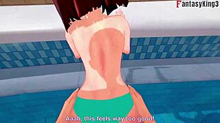 anzu mazaki fucks hard on the pool in yu-gi-oh ahegao style with tea gardner