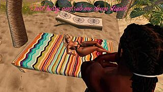 second life black man and asian stepsister on the beach adventure
