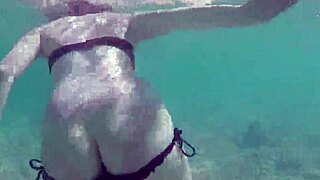 Public exhibitionist German teen VeronikaVonk flashes big boobs at sea 😜