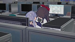 aoba suzukaze and hifumi takimoto start with masturbation leading to intense futanari creampie in new game hentai